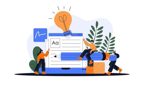 professional writer bloggers journalists screenwriter copywriter author concept illustration set creative people writing texts illustration vector